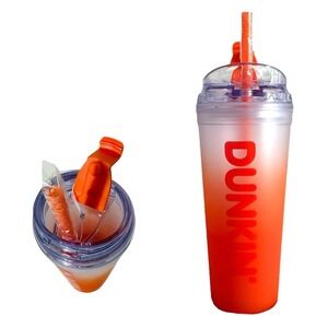 Dunkin' Summer 2024 Ombre Plastic Insulated 24oz Tumbler ORANGE